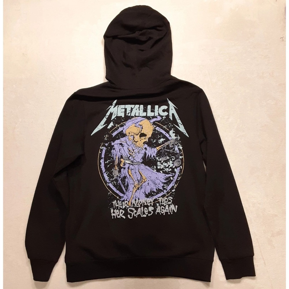 Metallica Mens "Money Tips Her Scales Again" Graphic Hoodie Medium Black